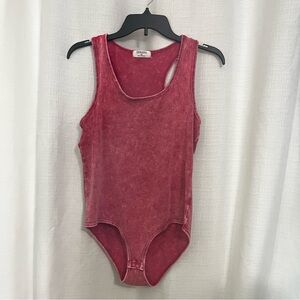 Zenana | red acid wash bodysuit